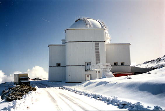 The Isaac Newton Telescope The Isaac Newton Telescope surrounded by snow