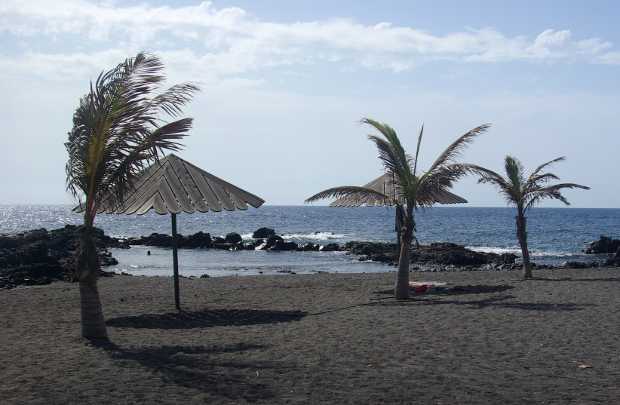 The not-vey-white sand at Salemera beach, Mazo, La Palma Island