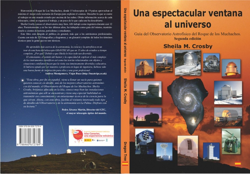 Font and back cover for the second edition of the guide book to the observatory 'Una espedctacular ventana al universo'
